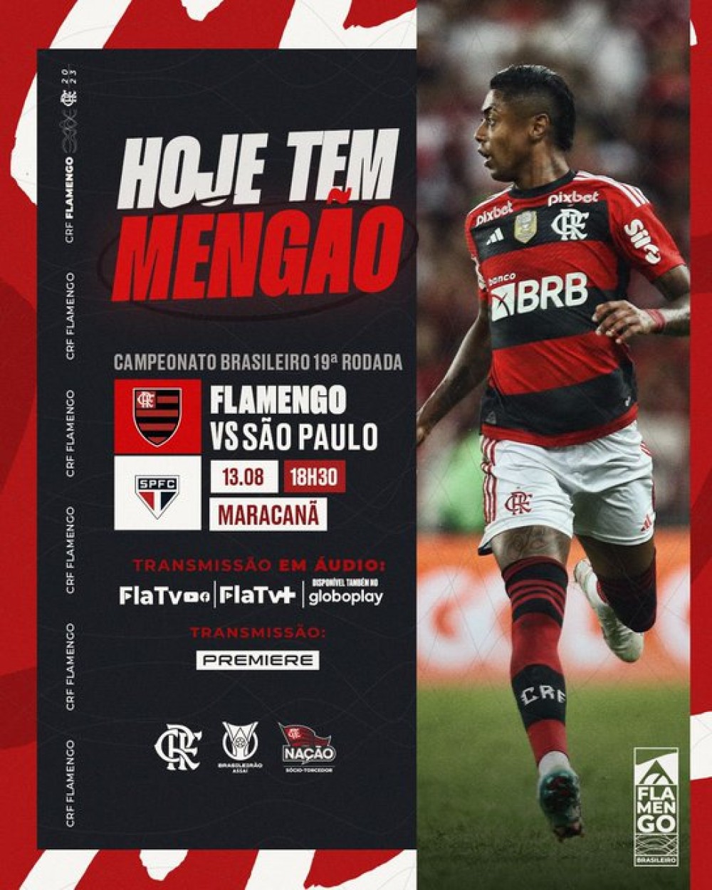 FLAMENGO X SÃO PAULO TRANSMISSÃO AO VIVO DIRETO DO MARCANÃ - CAMPEONATO  BRASILEIRO 2023 